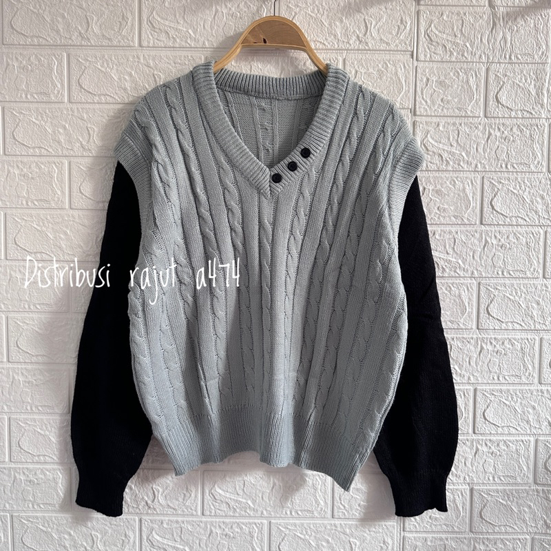 PARGUM SWEATER RAJUT MOTIF CABLE ATASAN LENGAN PANJANG WANITA