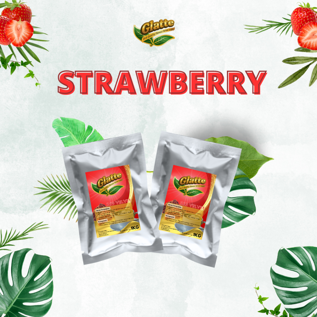

Bubuk Minuman kekinian Glatte Mix Sugar/ Sudah Ada Campuran Gula Rasa Strawberry 1 kg