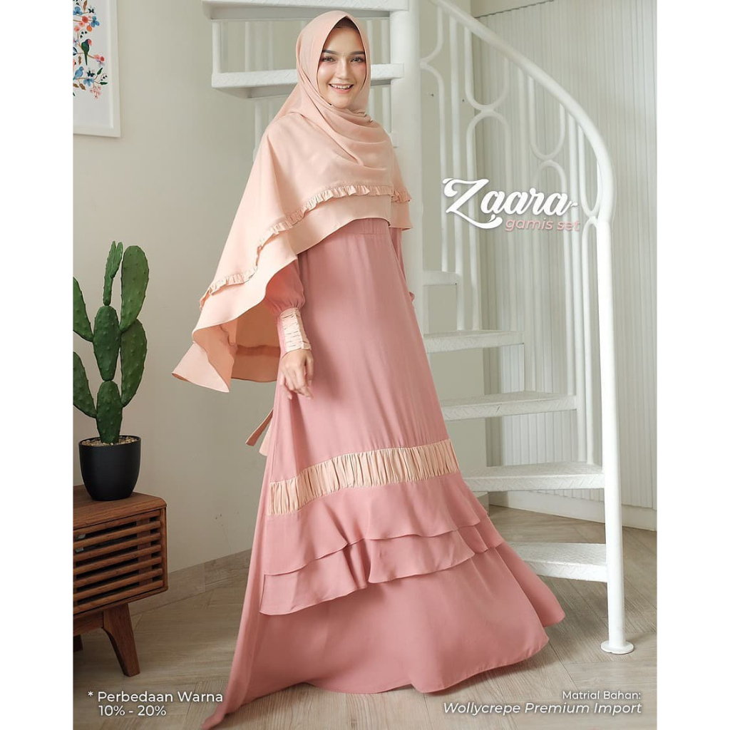 GAMIS SET SYARI ZAARA DIENA - Set Khimar Wollycrepe Kode Zara DIENNA MAYRA KHINKA TORRYBRUCH