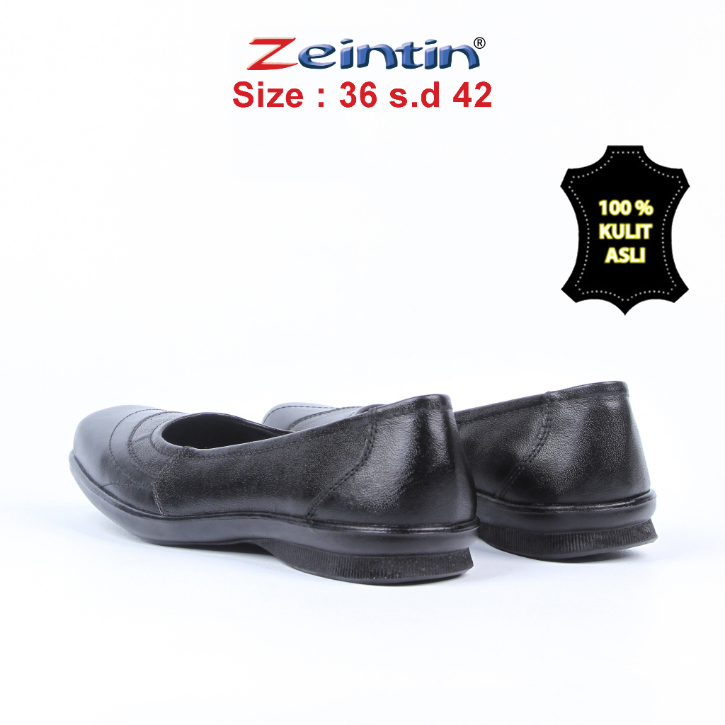 Zeintin - Sepatu Flat Shoes Wanita Zeintin BJ Hitam Kulit Sepatu Fantofel Wanita Hitam Women Shoes