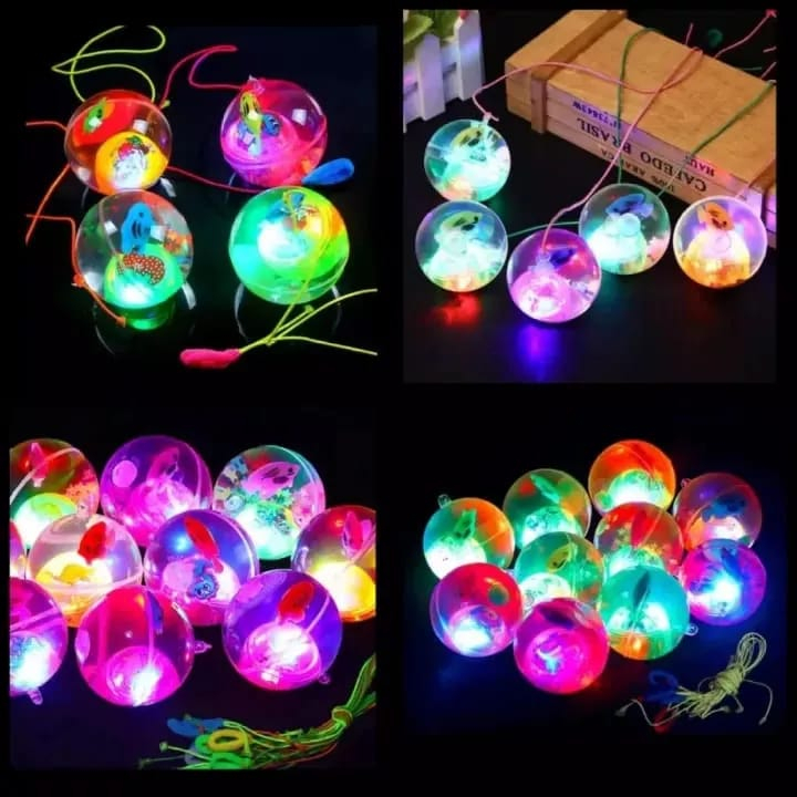 Mainan Bola Karet Led Anak / Water Glitter Ball