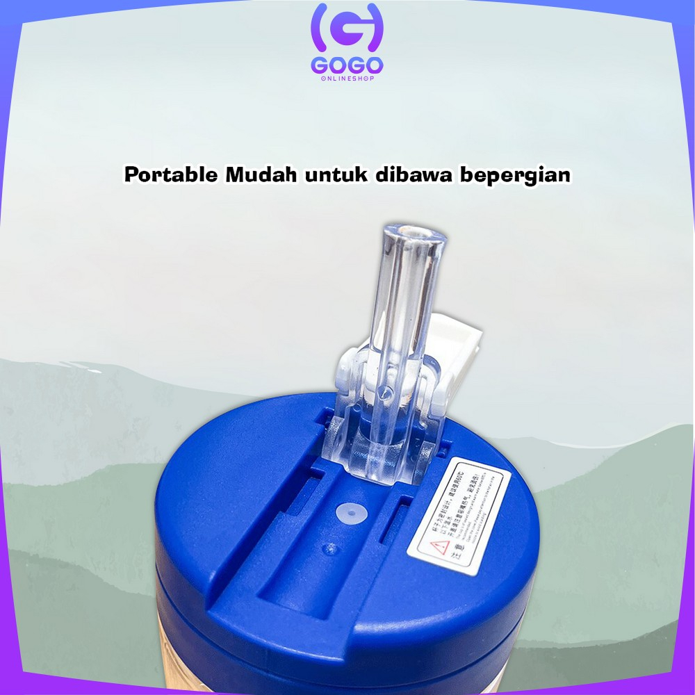 GOGO-C828 Botol Minum Infus Water Transparan Minimalis 400ML Anti Tumpah dengan Sedotan BPA FREE / Botol Air Minum Kecil Lucu Tumbler Cup Infused Portable