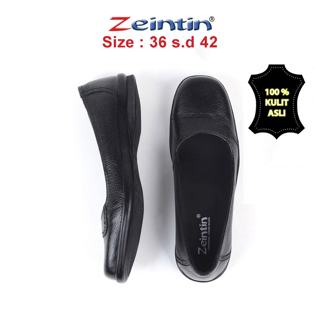 Zeintin - Sepatu Pantofel Slip On Wanita Sepatu Pantofel Wanita Bahan Kulit Sapi Asli Sepatu Kantor Wanita Terbaru Zeintin  BJ