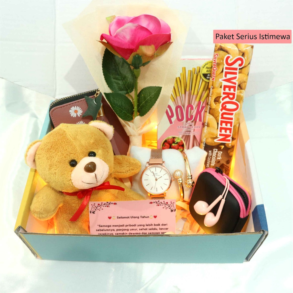 Kado Ulang Tahun Cewek Hadiah Pacar Ultah Kado Anniversary Valentine Birthday Hampers Hempers Aesthetic Estetik Wanita Sahabat Pasangan Paket Lucu Kekinian Ucapan Gift Box Boneka Coklat Buket Bunga Jam Tangan Gelang Buat Bestie Murah Snack Lebaran Giftbox