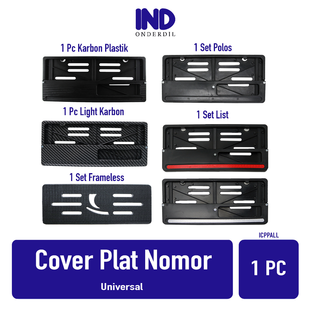 Cover Dudukan Tatakan Plat Pelat Nomor No Nomer Motor Universal Honda-Yamaha-Suzuki Bebek-Matic Polos Hitam-Carbon-Karbon  Beat FI-F1-eSP-Street-Pop-New/Vario 110-125-150-LED/Mio M3-Z-S-Soul-Sporty-Smile/X-Ride/Scoopy