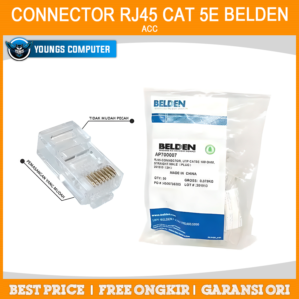 Connector RJ45 Cat 5e BELDEN ORIGINAL (Pack isi 50pcs)  Konektor RJ-45 Cat5 Cat 5