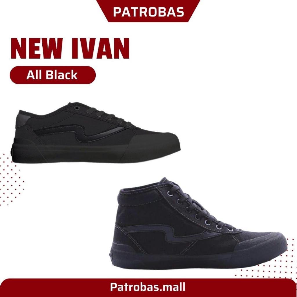 PATROBAS IVAN LOW HIGH ALL BLACK SEPATU PATROBAS PATROBASS PETROBAS