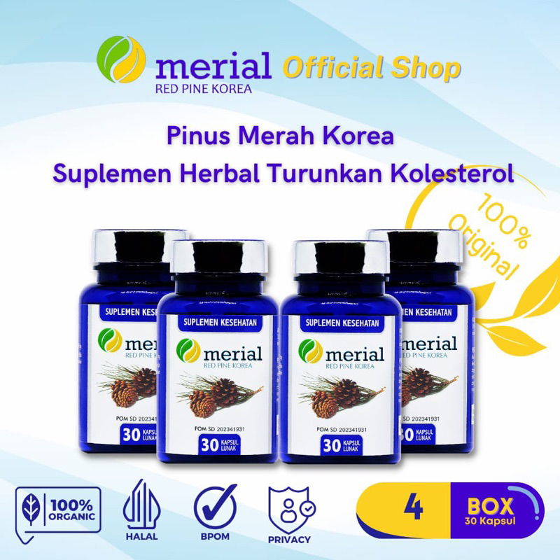 Merial Red Pine Korea - 30 Kapsul / Hancurkan Plak Kolesterol /Atasi Hipertensi / Pinus Merah