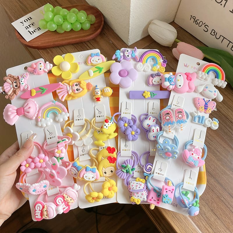 GO ONLINE Ikat Rambut SET 15 PCS dengan GIFTBOX - Jepit Rambut Anak Wanita Karakter Kartun