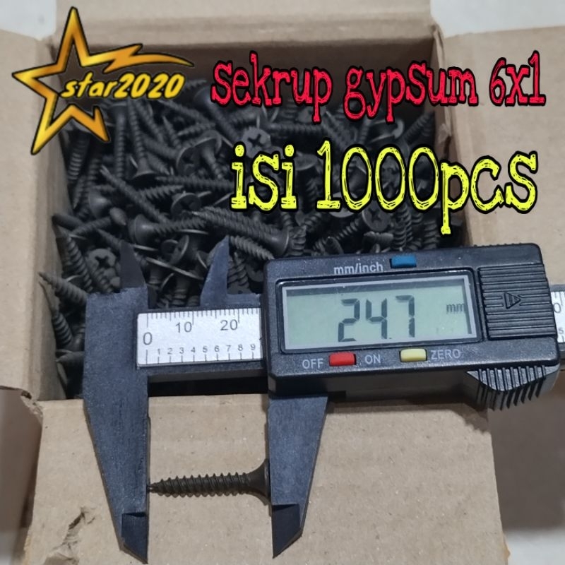 sekrup gypsum 6x1 isi 1000pcs