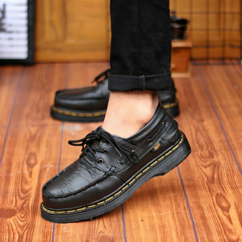 GANTRIUMP Sepatu Casual Pria Pantofel Boots Low Kulit Asli Formal Kerja Gaya Docmart Trendi Keren