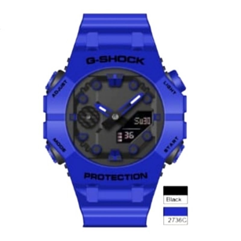 NEW GA-001B JAM TANGAN GSHOCK CASIO WATER RESISTANCE KUARSA RUBBER DUALTIME