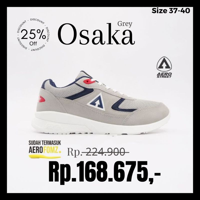 Aerostreet 37-40 Osaka Abu Muda navy - Sepatu Sneakers Casual Sport Sekolah Pria Wanita Aero Medan