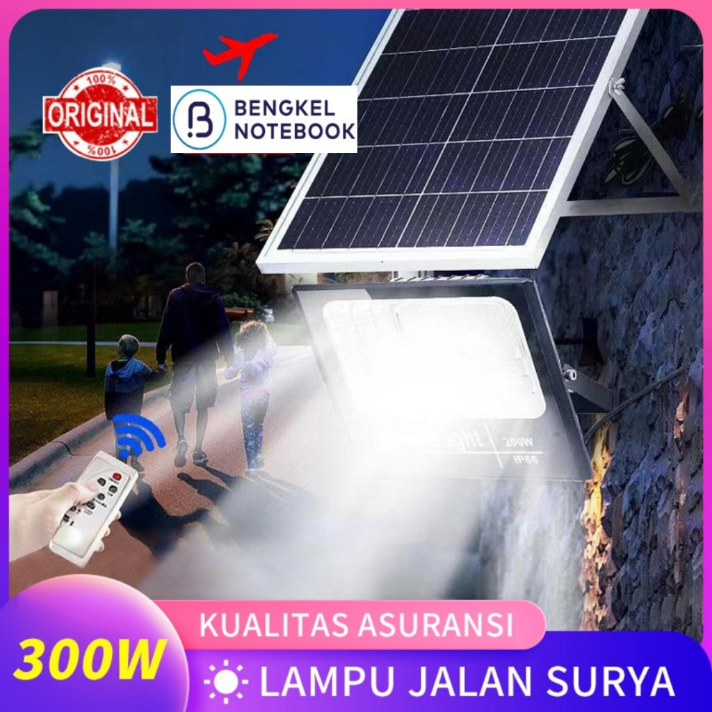 Lampu Solar Surya Matahari LED Outdoor Waterproof Light Panel And Remote 300W Besar Ori