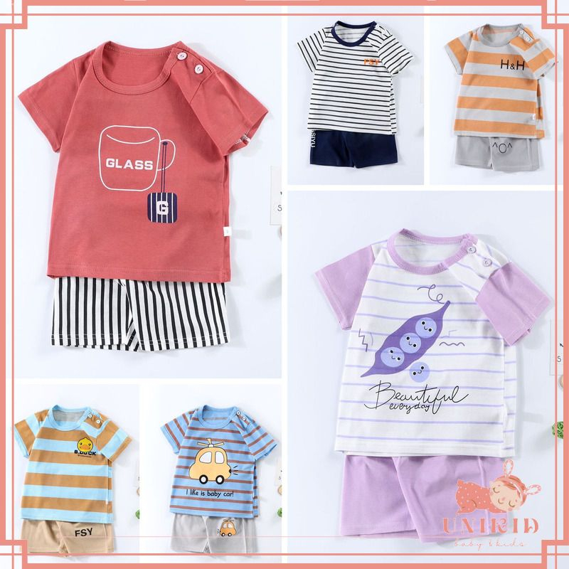 UNIKID SETELAN ANAK 0-6 TAHUN SETELAN BAYI PIYAMA BAYI BAJU PENDEK DAN CELANA PENDEK IMPORT