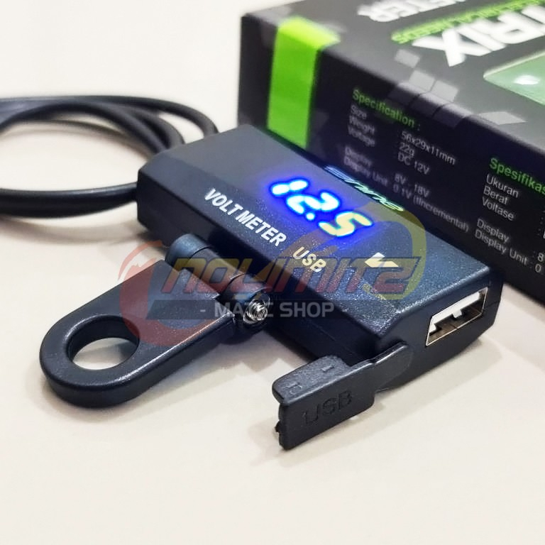 Voltmeter USB Charger Luminos 9Nine Digital LED Waterproof Pada Spion