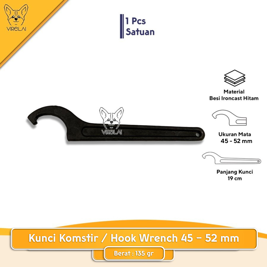 Kunci Komstir Motor 45 - 52 mm / Kunci Komstir Dual Fungsi / Hook Wrench 45 - 52 mm