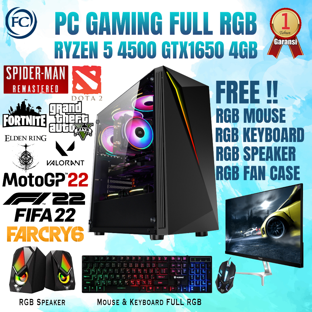 PC GAMING &amp; DESIGN RYZEN 5 4500 16GB RTX3050 / GTX1660 SUPER / GTX1650 FULLSET