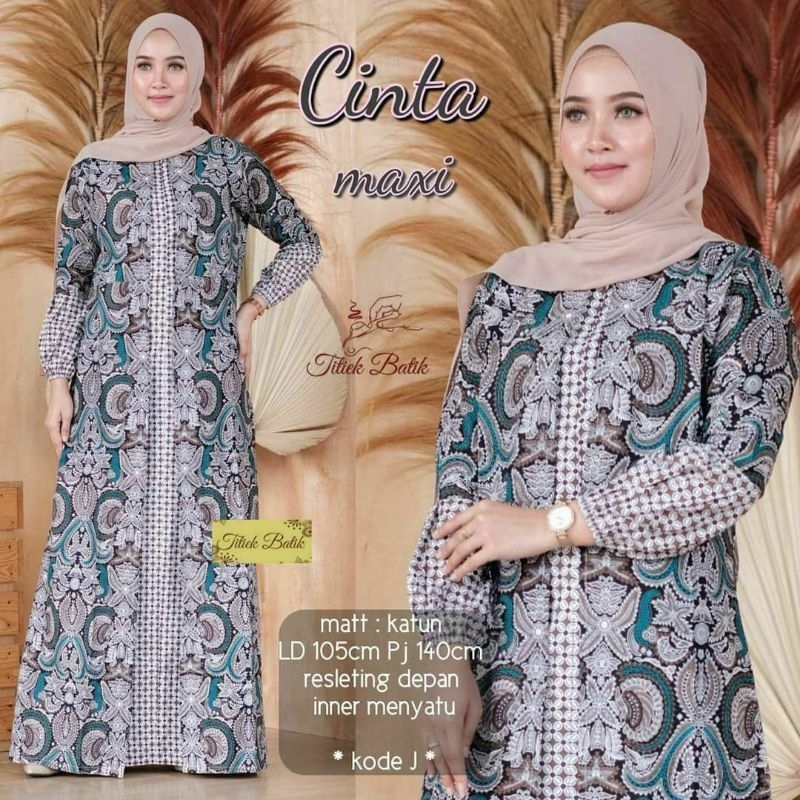 Baju Gamis Batik Wanita Jumbo Modern Kombinasi Kekinian Motif  Garuda tosca