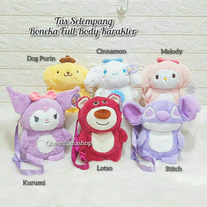 New Tas Selempang Boneka Kekinian Full Body Karakter