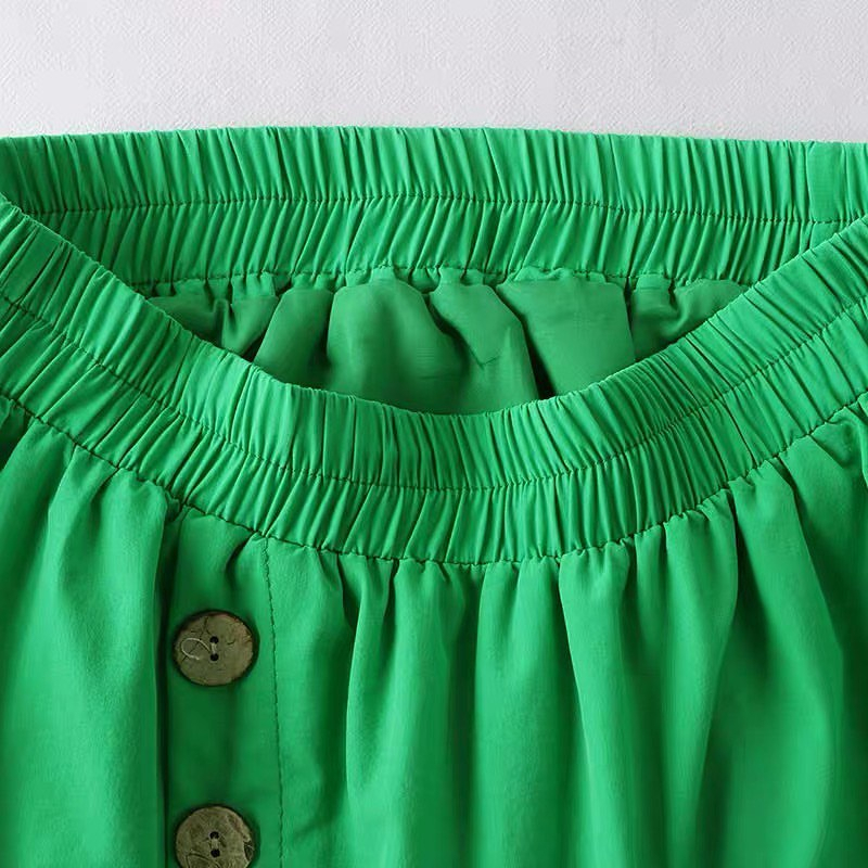 Queena Skirt - Rok Payung Panjang - Toyobo Full Karet Pinggang Variasi Kancing Rok Wanita Panjang Polos