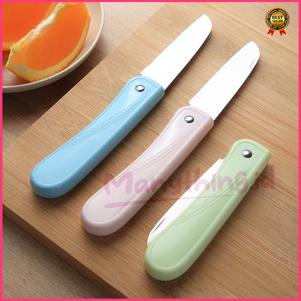 PISAU KUPAS BUAH LIPAT STAINLESS PISAU DAPUR SAYUR LIPAT PISAU PENGUPAS PEMOTONG BUAH TRAVEL PEELER