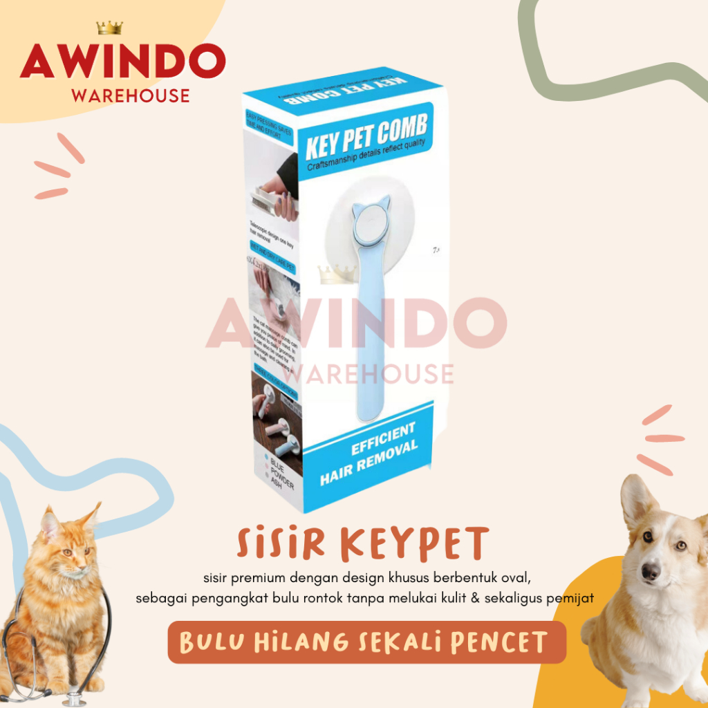 SISIR KEYPET MOTIF 14 - Sisir Pencet Premium Bulu Rambut Rontok Hewan Kucing Anjing Kelinci Pet Hair Brush Grooming