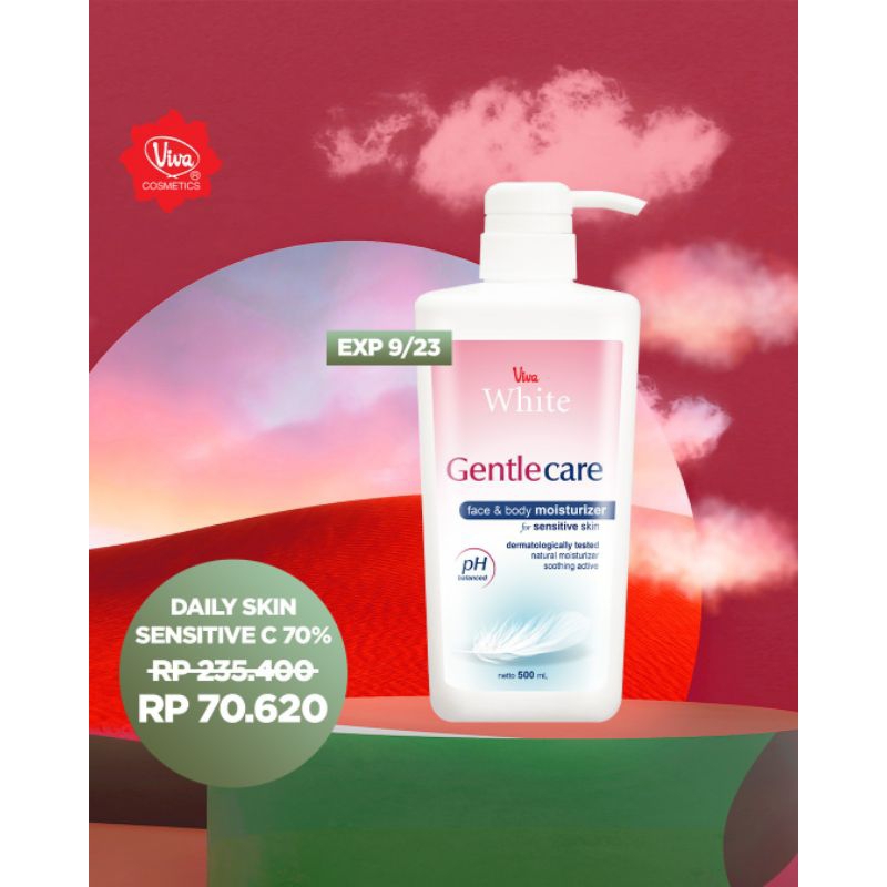 Gentle Care Face &amp; Body Moisturizer 500 ml Viva Expired 08/23 atau Expired 10/23