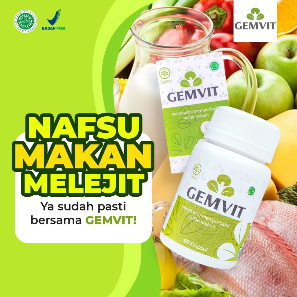 Gemvit obat penambah berat badan nafsu makan anak dewasa glowing collagen pemutih badan bpom