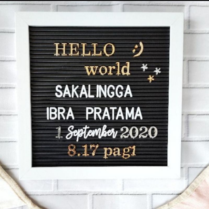 

papan tulisan bayi baby board letter board hospital hitam putih