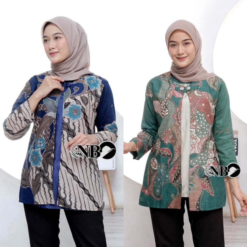 Baju Batik Wanita Modern Atasan Blouse Batik Kerja Kantor Wanita Seragam Batik M L XL XXL