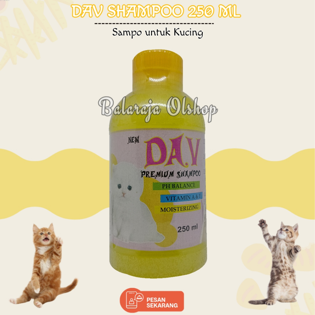 Shampo Kucing - Dav Cat Shampoo 250ml Original - Dengan Ph Balance Dan Moisterizing Sampo Untuk Cat Kitten Wangi Tahan Lama Awet Bersih Sehat