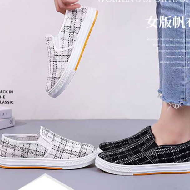 Gobra ♕ SEP026 (Tanpa Kotak) Sepatu Sneakers Wanita Hitam Putih Kasual Model Korea Fashion Casual Sport Olahraga Import COD