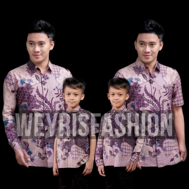 TERBARU COUPLE SWEET - COUPLE BATIK AYAH DAN ANAK COWOK BATIK UNGU PURPLE LILAC VIOLET - BATIK WEYRISFASHION - BATIK PRIA