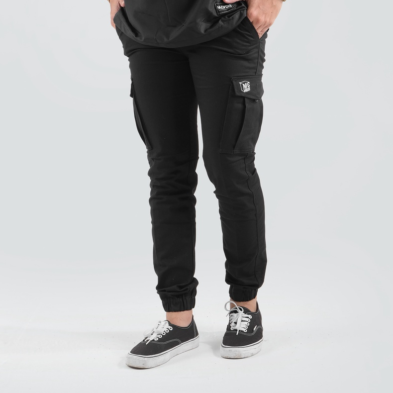 Mcvois Celana Jogger Cargo Pria Hitam Premium Distro