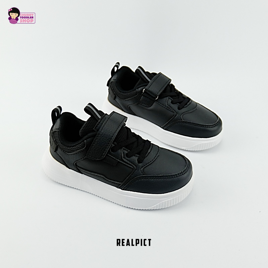 LK2309 Sepatu Sekolah Anak Full Hitam Sepatu Kets Anak TK PAUD SD 26-39 Sepatu Sneakers Hitam Anak Import SH2309