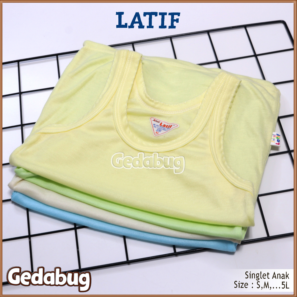 3 Pcs - Singlet Anak LATIF WARNA Polos / Pakaian Dalam Kutung Anak | Gedabug