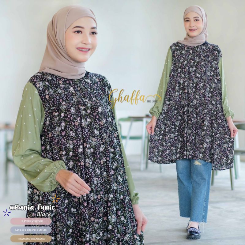 RUNIA TUNIK BY GHAFFA THE LABEL / TUNIK MOTIF WANITA MUSLIMAH / Atasan LD110