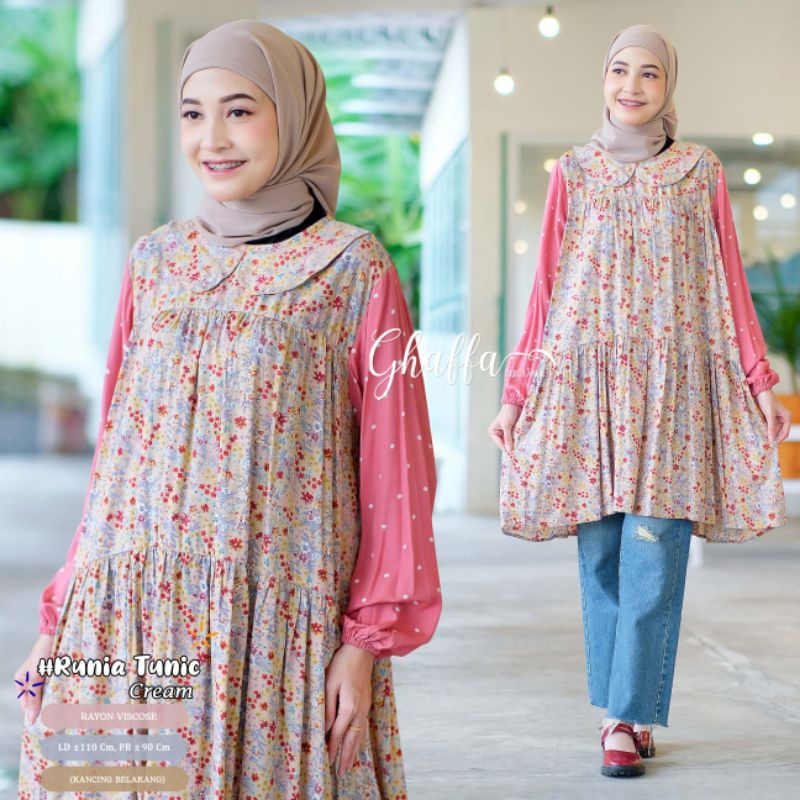 RUNIA TUNIK BY GHAFFA THE LABEL / TUNIK MOTIF WANITA MUSLIMAH / Atasan LD110
