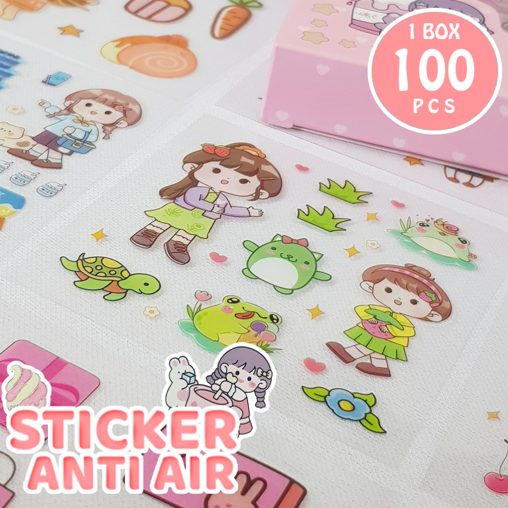 AIMIER Sticker Isi 100PCS Sticker 3D Asthetic Lucu Stiker Aimier / Sticker Jurnal 1 BOX