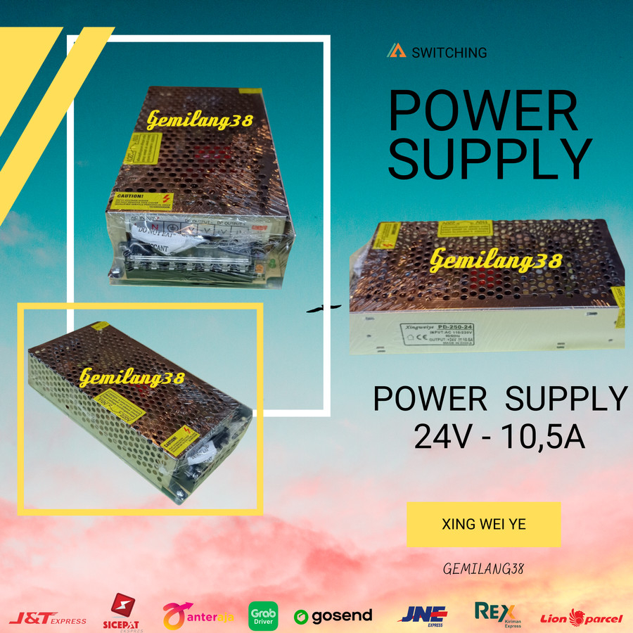 Switching Power Supply Jaring 24V 10,5A + FAN / KIPAS psu(Tipis)