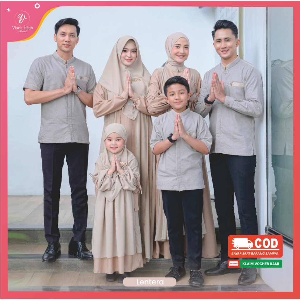 Sarimbit Keluarga Arabella By Niara Family Set Couple Warna Lentera Cream