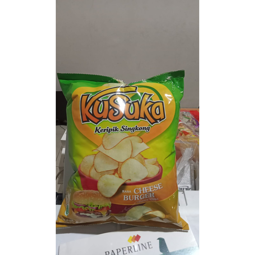 Kusuka keripik singkong Burger Keju / Cassava Chips Cheese Burger 180g