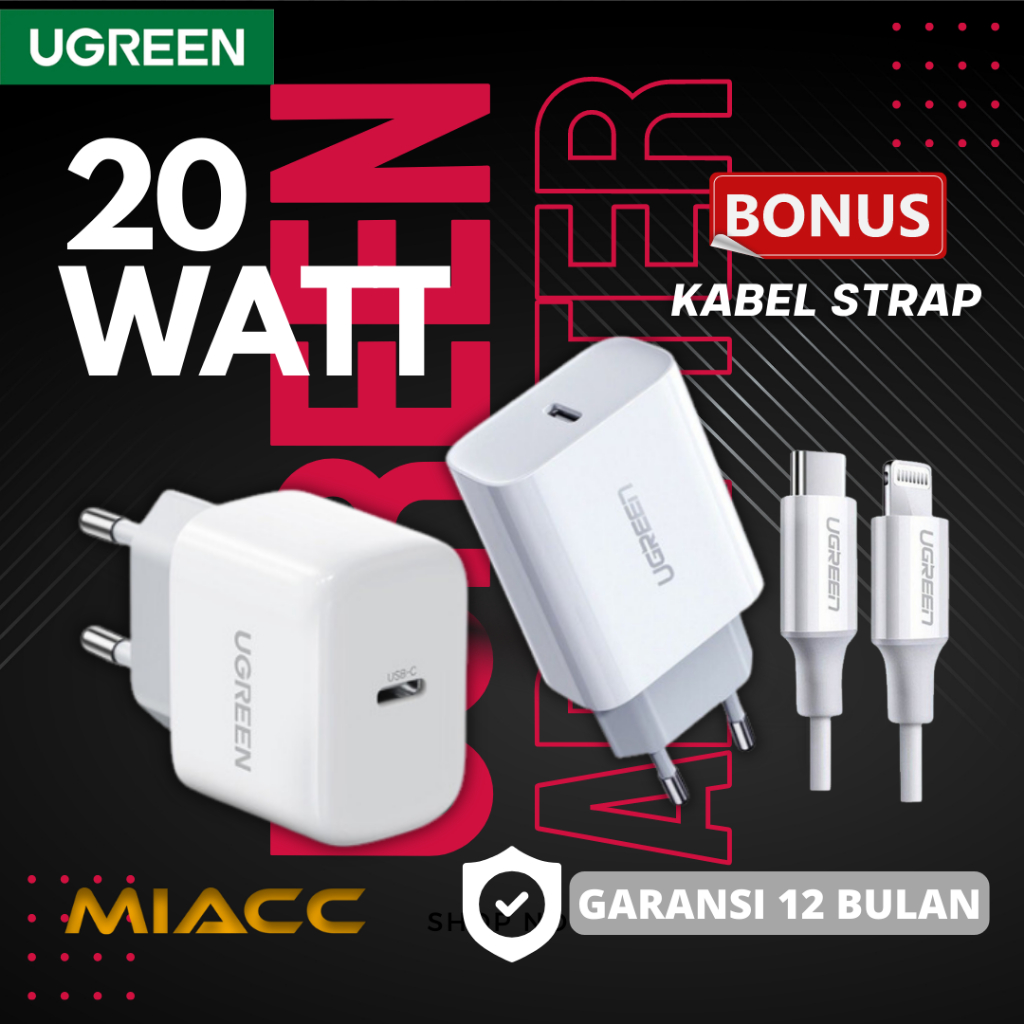 Wall Charger Kepala Adaptor 20W UGREEN USB Type C PD 4.0 QC