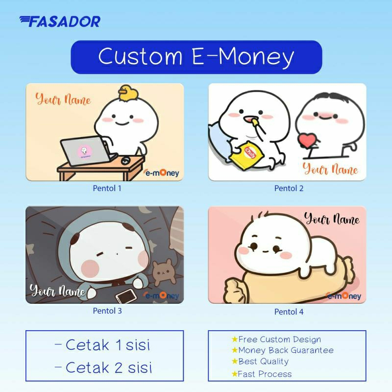 GRATIS CUSTOM NAMA E Money E-Money Card Kartu e-Toll Kereta MRT pentol