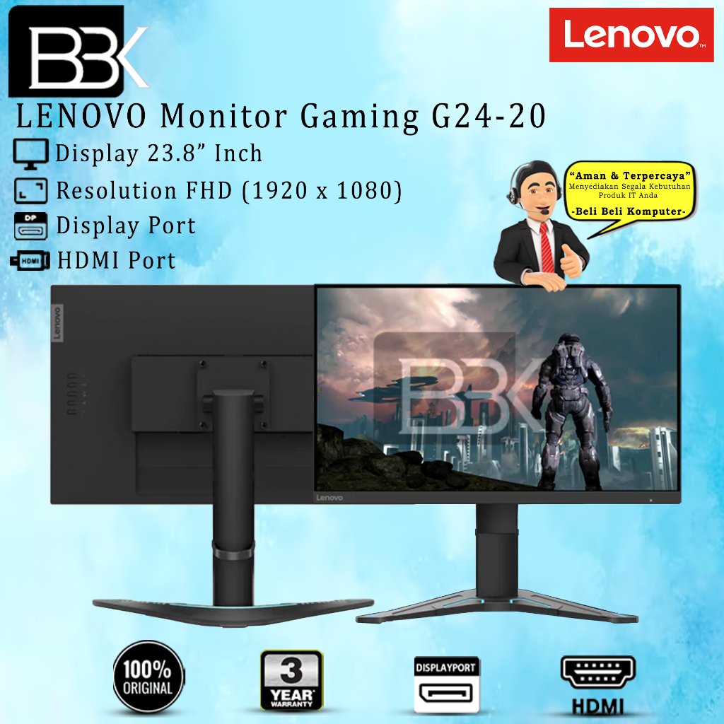LENOVO Monitor Gaming G24-20 23.8" FHD HDMI DP 3Yr