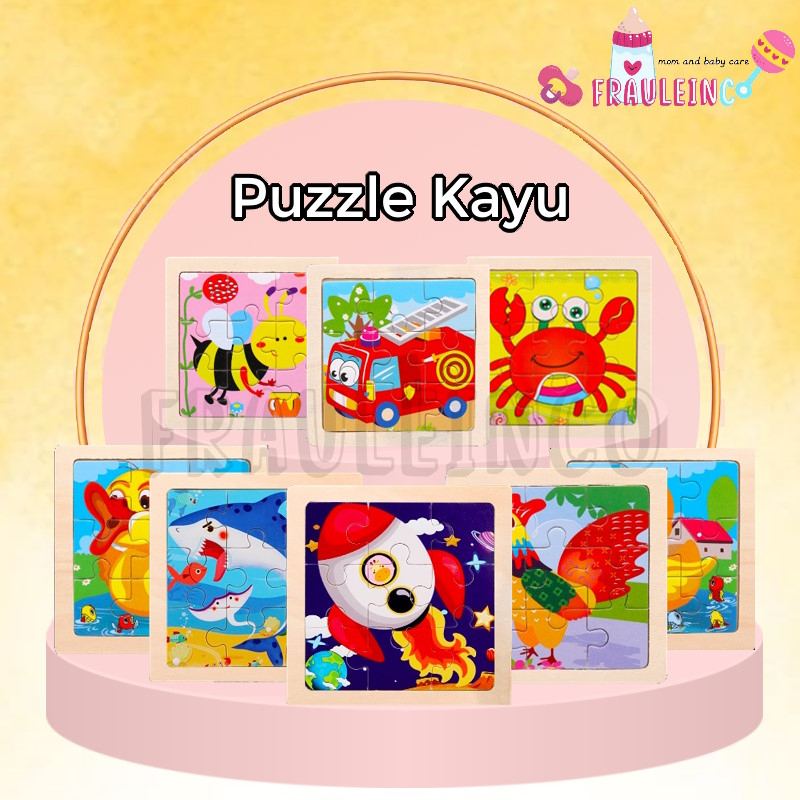 *FRAULEINCO* Mainan edukasi puzzle/puzzle kayu hewan mainan edukasi jigsaw puzzle anak