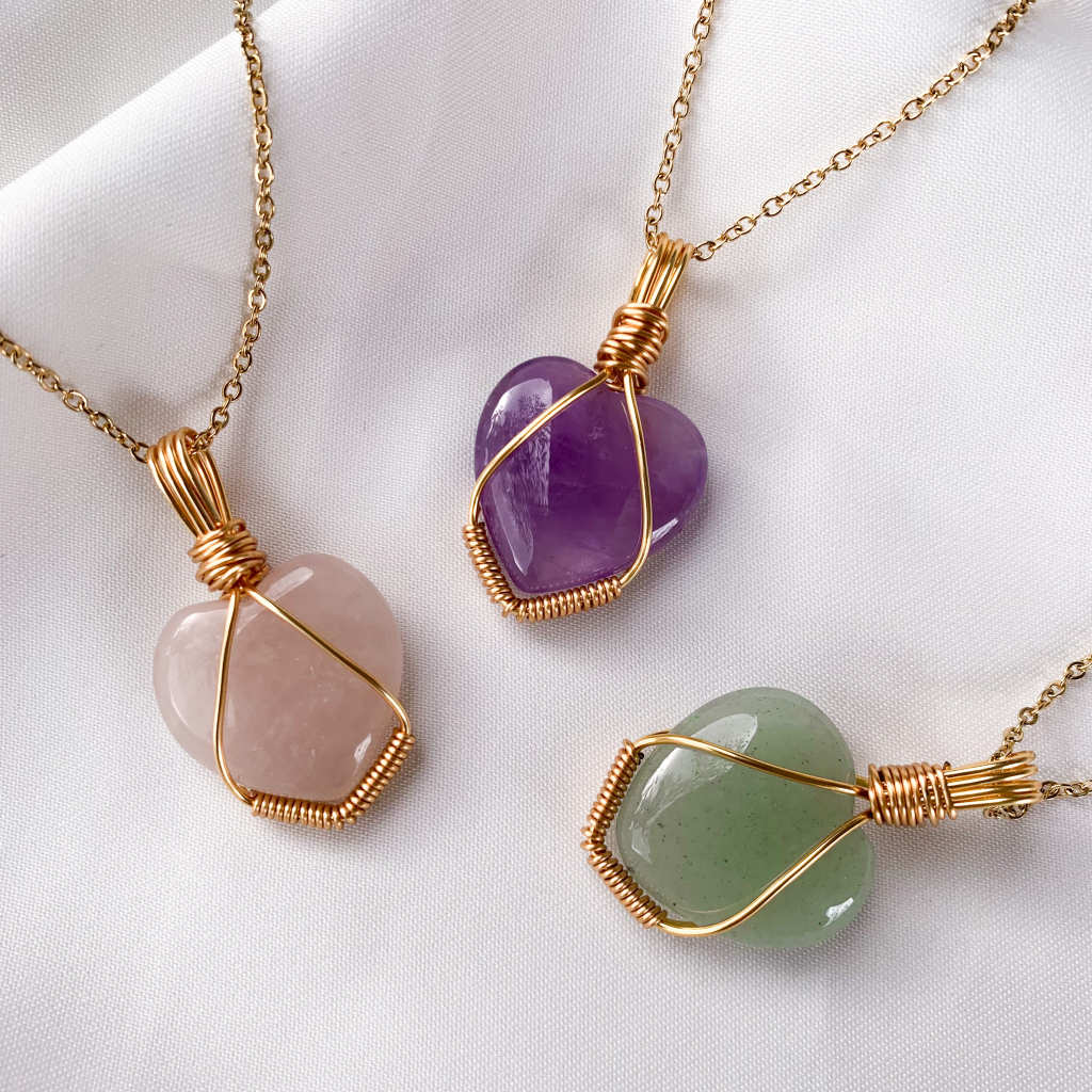 Heart Shape Crystal Wire Wrapped Necklace