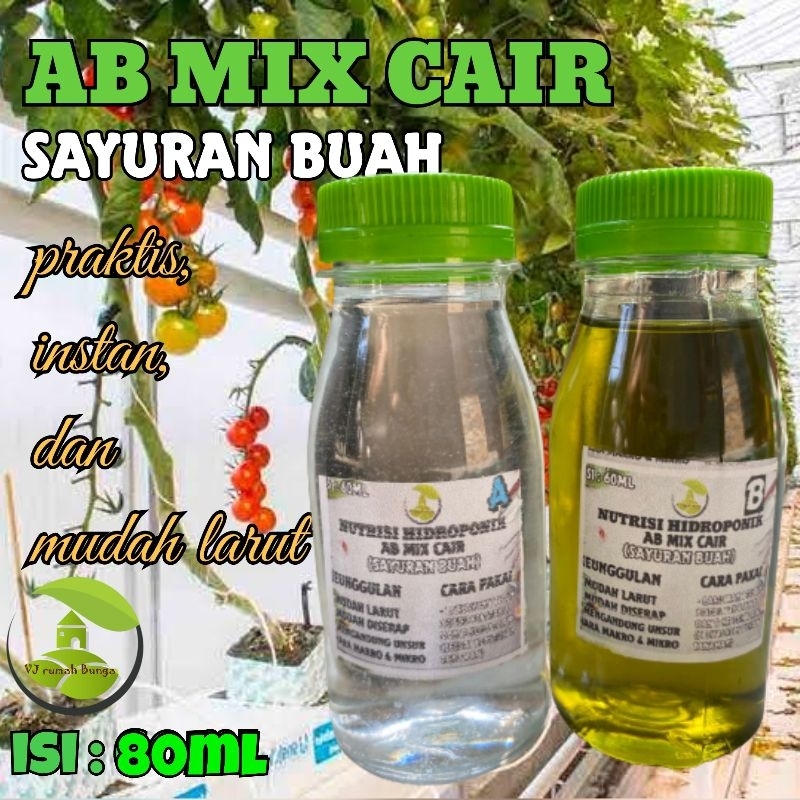 Paket Nutrisi hidroponik AB mix cair SAYURAN daun kemasan 80ml