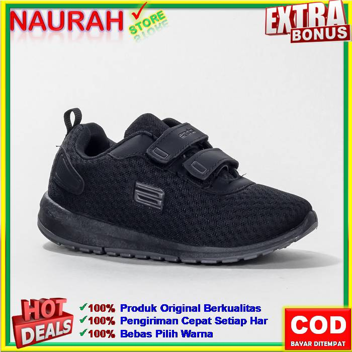 SEPATU ANDO ZORA VELCRO ORIGINAL SEPATU HITAM SNEAKERS ANAK SD SMP SPORT RUNNING JOGGING FITNESS KUALITAS IMPORT AWET SOL ANTI SLIP NYAMAN EMPUK